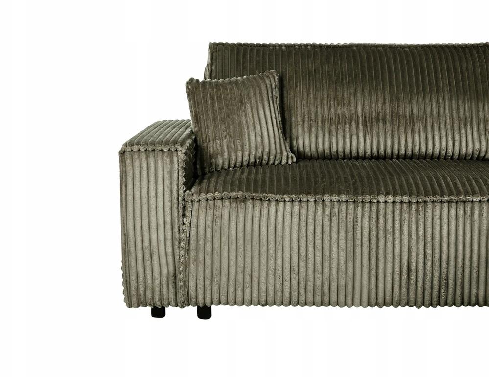 Sofa Beliani Išskleidžiamas kampas 3 asmenims ABACKA, velvetinis, žalias, su daiktadėže, kairinis