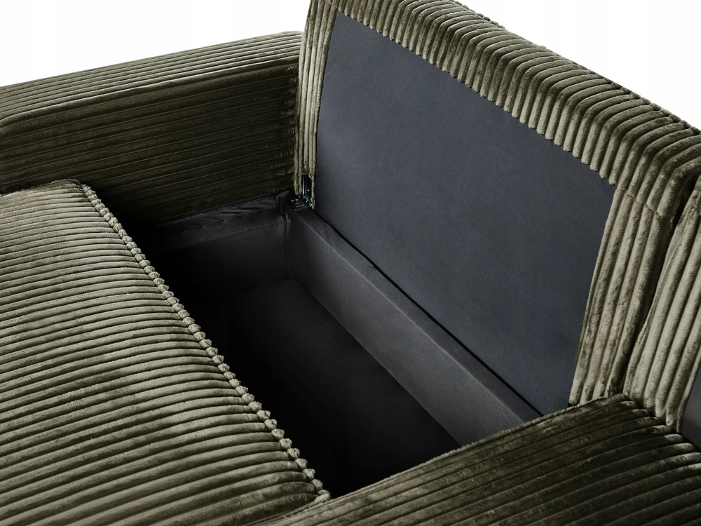 Sofa Beliani Išskleidžiamas kampas 3 asmenims ABACKA, velvetinis, žalias, su daiktadėže, kairinis