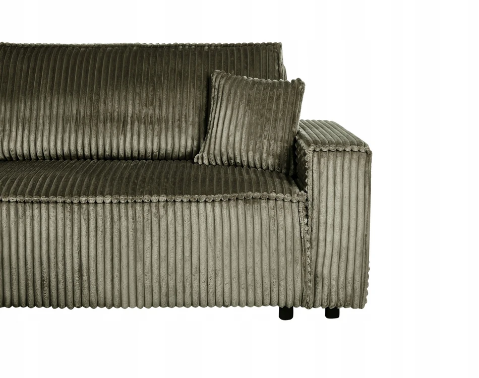 Beliani Išskleidžiamas trijų vietų kampinė sofa ABACKA, velvetinis, žalias, su daiktadėže, dešininė