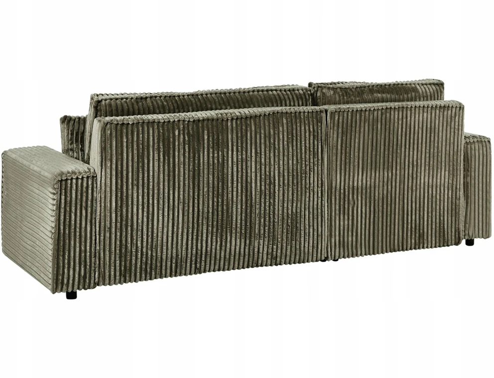 Beliani Išskleidžiamas trijų vietų kampinė sofa ABACKA, velvetinis, žalias, su daiktadėže, dešininė
