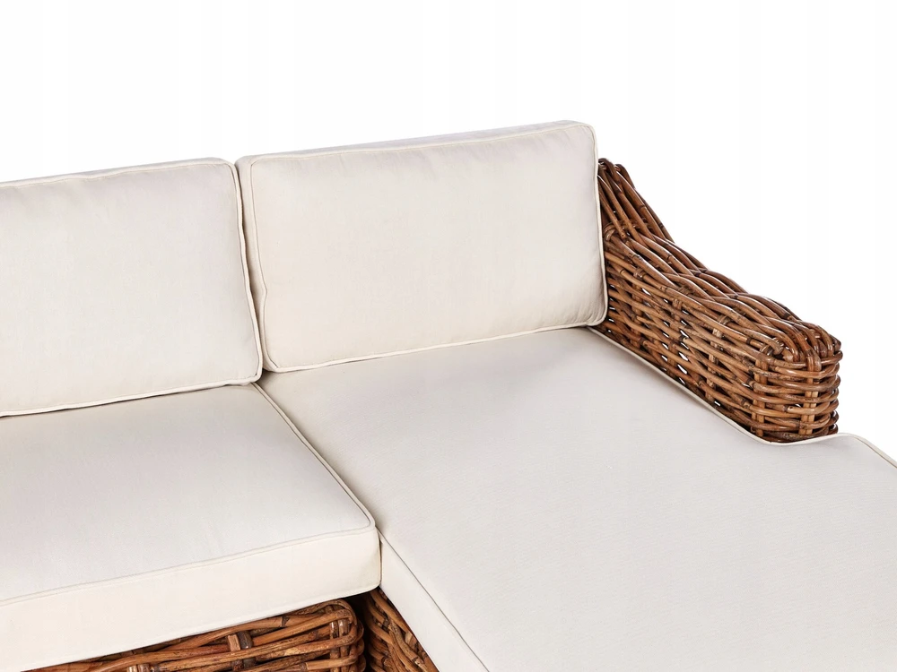Lauko baldų komplektas Beliani Sodo kampinė sofa 3 asmenims BRIATICO Kairinė, natūralus ratanas