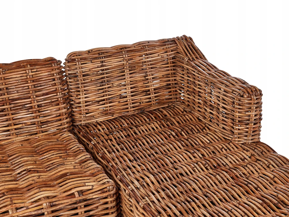 Lauko baldų komplektas Beliani Sodo kampinė sofa 3 asmenims BRIATICO Kairinė, natūralus ratanas