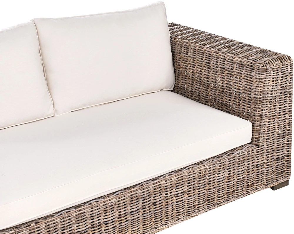 Lauko baldų komplektas Beliani Sodo kampinė sofa su pufu 5 asmenims RINELLA, pilkas ratanas