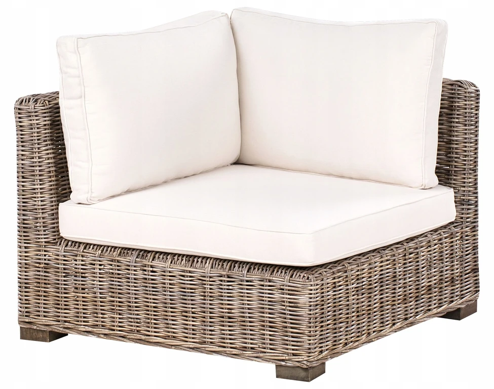 Lauko baldų komplektas Beliani Sodo kampinė sofa su pufu 5 asmenims RINELLA, pilkas ratanas
