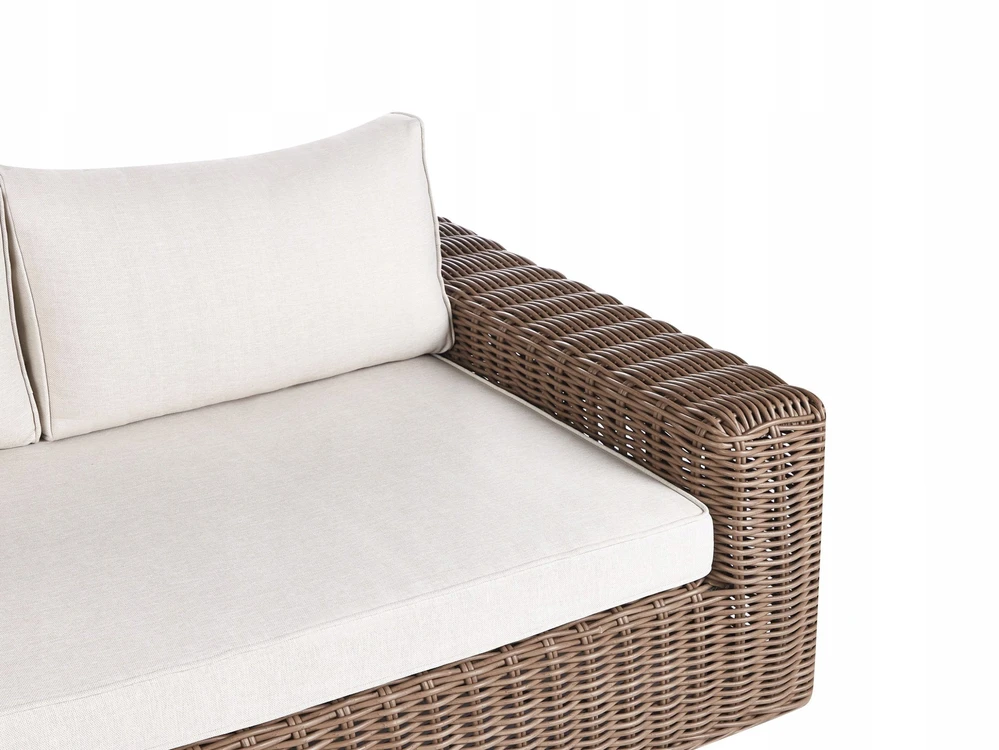 Lauko baldų komplektas Beliani Sodo kampinė sofa su otomane 6 asmenims PALERMO, ruda, technoratanas, modulinė