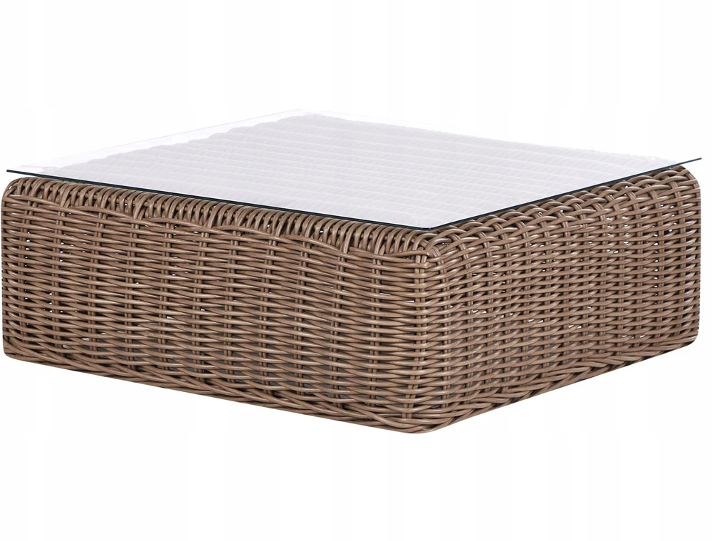 Lauko baldų komplektas Beliani Sodo kampinė sofa su otomane 6 asmenims PALERMO, ruda, technoratanas, modulinė