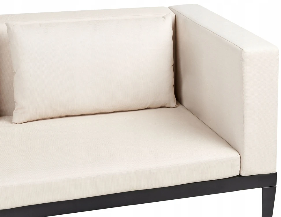 Lauko baldų komplektas Beliani Sodo kampinė sofa su staliuku 3 asmenims BRACCIANO dešininė smėlio spalvos Sertifikuota akacijos mediena