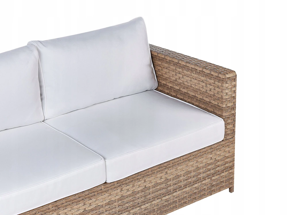 Lauko baldų komplektas Beliani Sodo kampinė sofa su stalu AVOLA, kairinė, kreminė balta, technorotangas