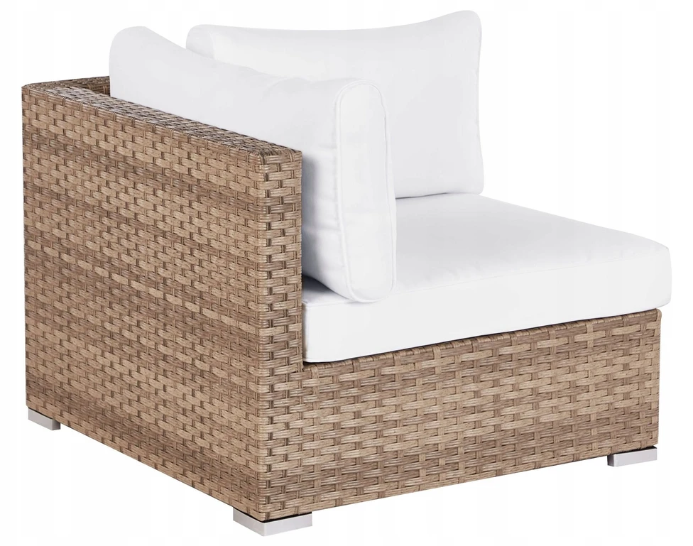 Lauko baldų komplektas Beliani Sodo kampinė sofa su staliuku 4 asmenims SANO dešininė natūralus technratanas modulinė
