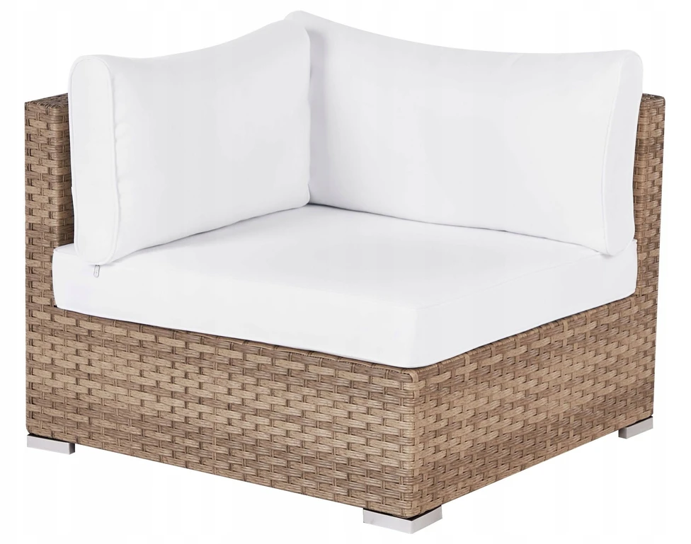 Lauko baldų komplektas Beliani Sodo kampinė sofa su staliuku 4 asmenims SANO dešininė natūralus technratanas modulinė