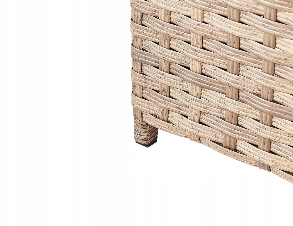 Lauko baldų komplektas Beliani Sodo kampinė sofa su stalu AVOLA, kairinė, kreminė balta, technorotangas