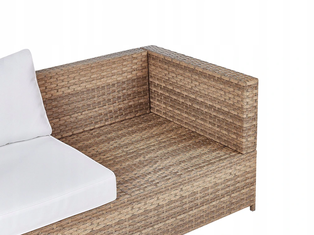 Lauko baldų komplektas Beliani Sodo kampinė sofa su stalu AVOLA, kairinė, kreminė balta, technorotangas