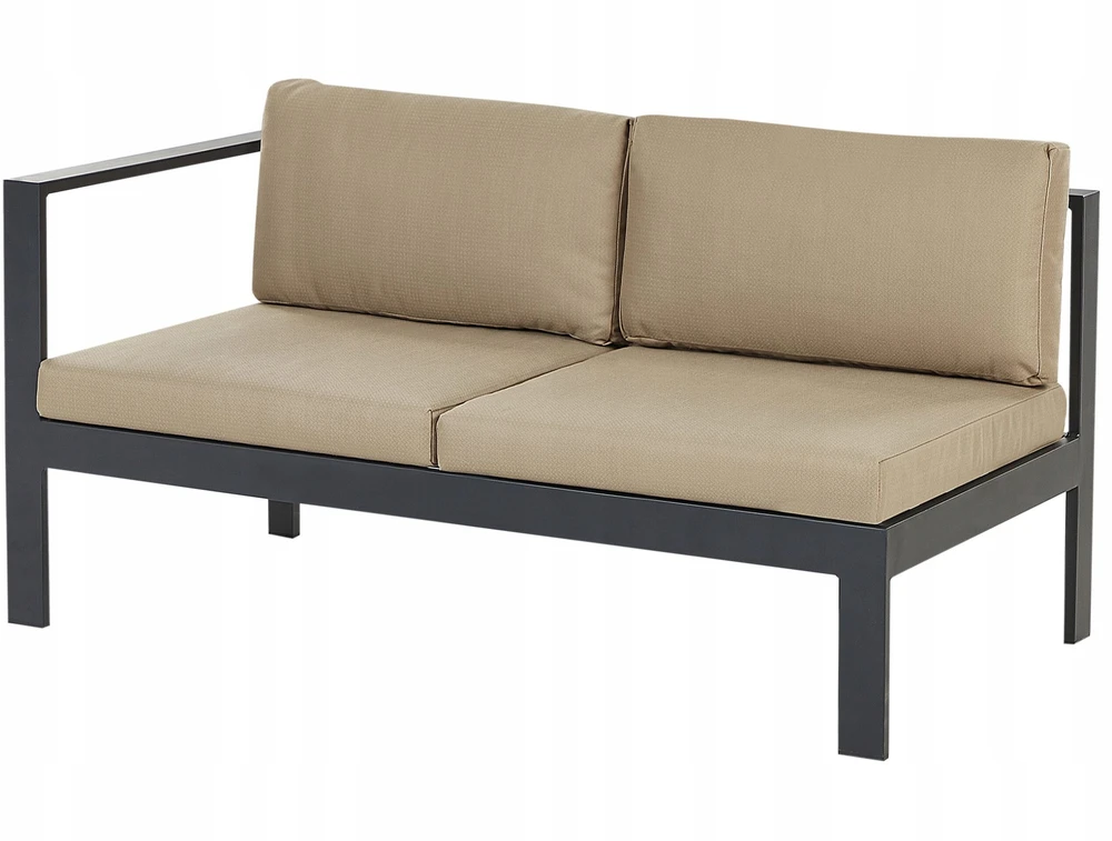 Lauko baldų komplektas Beliani Lauko kampinė sofa su stalu 5 asmenims MESSINA kairinis smėlio spalvos metalinis