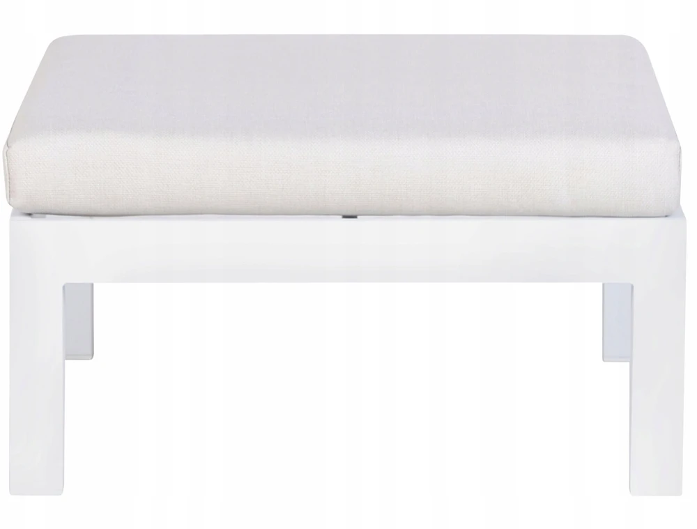 Lauko baldų komplektas Beliani Sodo kampinė sofa su staliuku 5 asmenims MESSINA kairinė, balta, metalinė