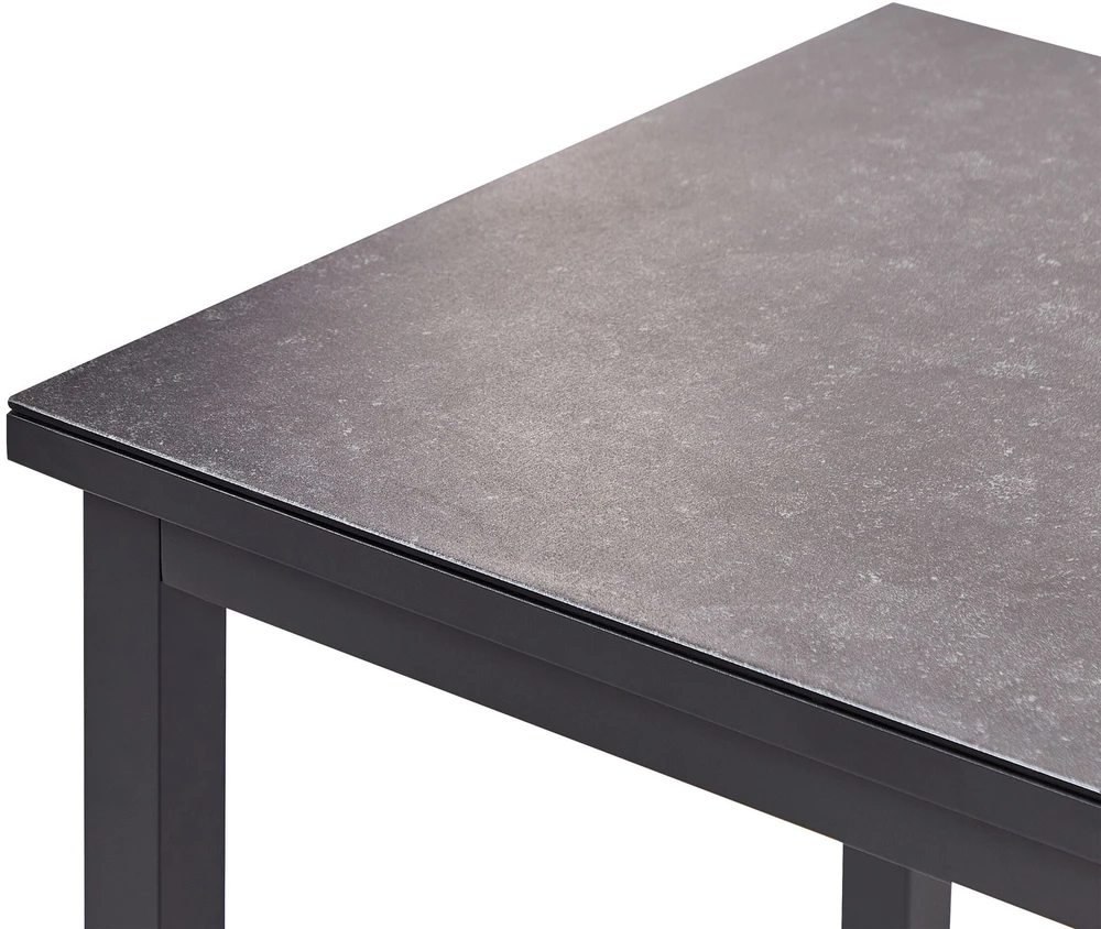 Lauko baldų komplektas Beliani Sodo kampinė sofa su staliuku 5 asmenims MESSINA kairinė, balta, metalinė