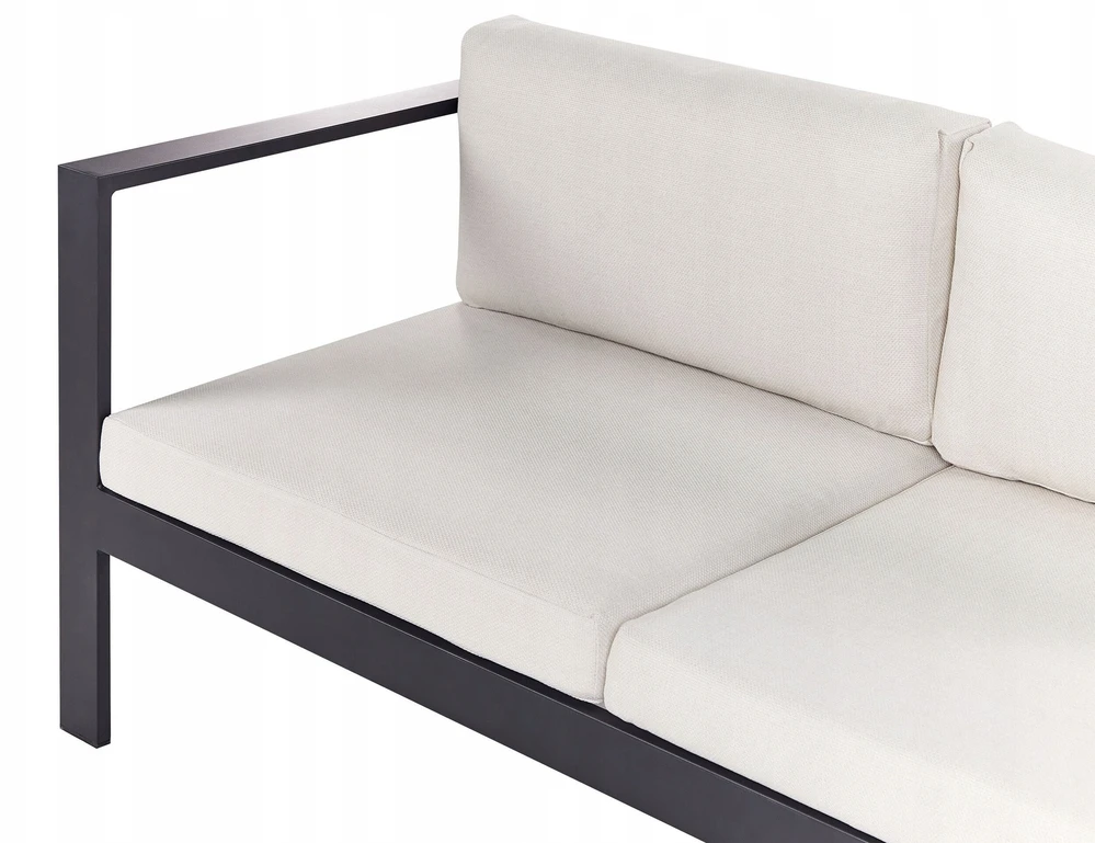 Lauko baldų komplektas Beliani Sodo kampinė sofa su staliuku 5 asmenims MESSINA kairinė, balta, metalinė