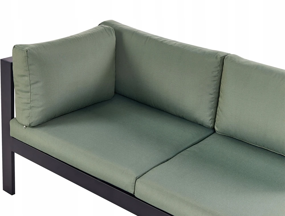 Lauko baldų komplektas Beliani Sodo kampinė sofa su staliuku 5 asmenims MESSINA kairinė žalia metalinė