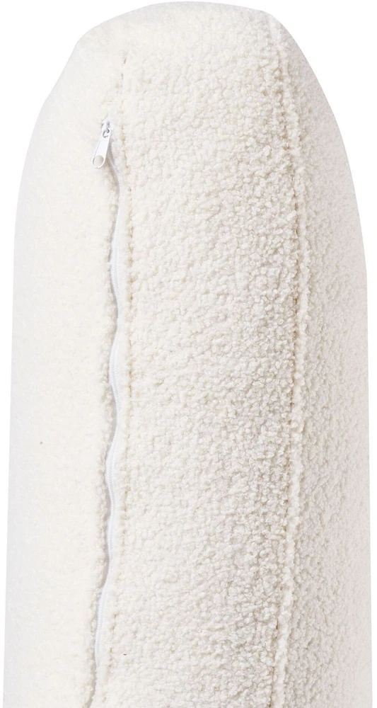 Beliani 5 vietų kampinė sofa OSLO Boucle balta su pufu, kairinė
