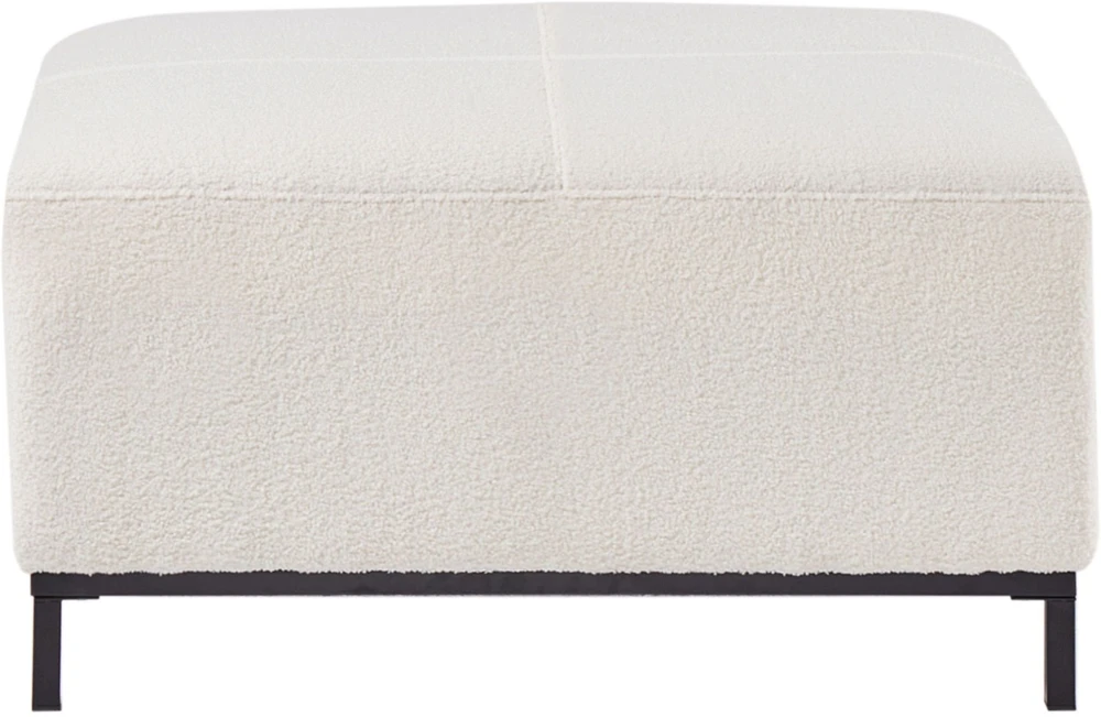 Beliani 5 vietų kampinė sofa OSLO Boucle balta su pufu, kairinė