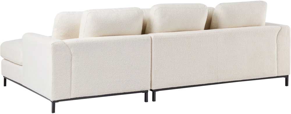 Beliani 5 vietų kampinė sofa OSLO Boucle balta su pufu, kairinė