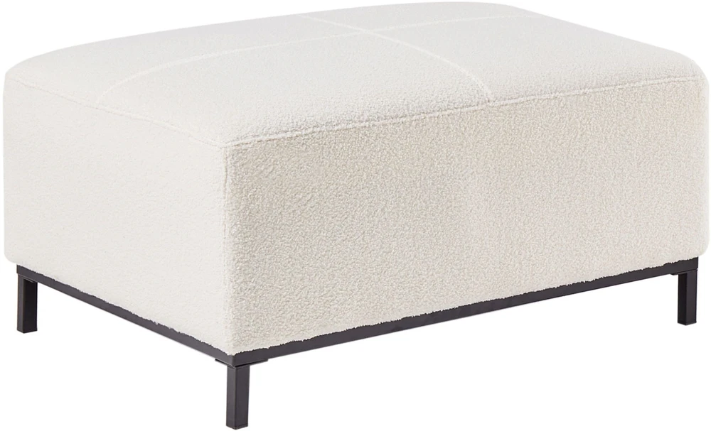 Beliani 5 vietų kampinė sofa OSLO Boucle balta su pufu, kairinė