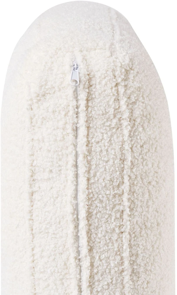 Beliani 5 vietų kampinė sofa OSLO Boucle balta su pufu, kairinė
