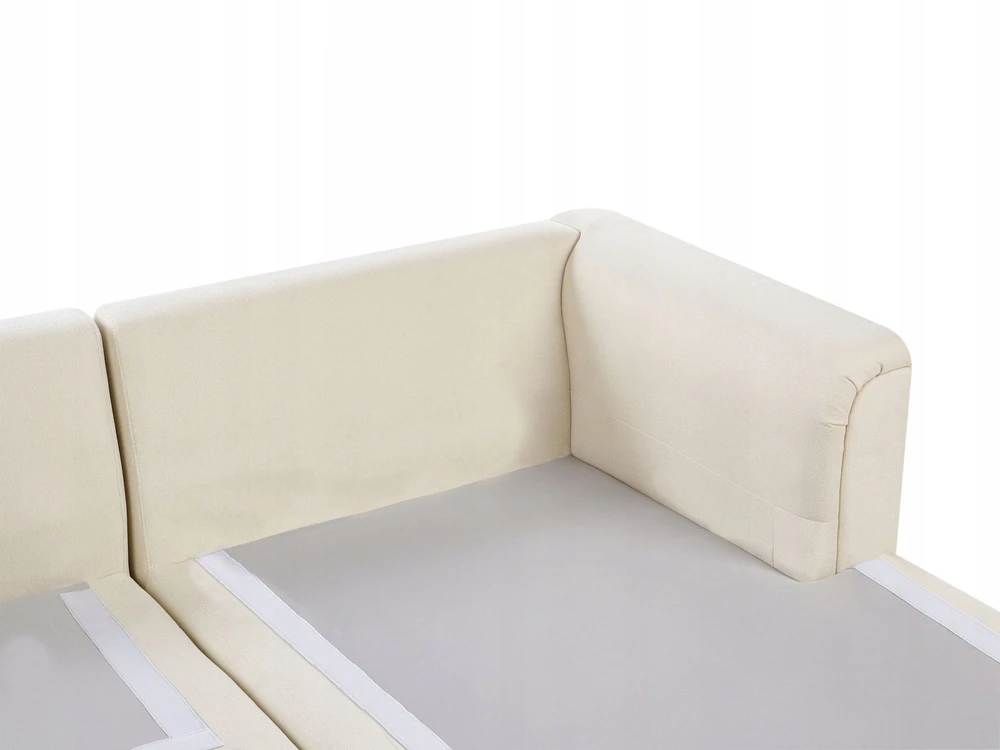 Beliani Kampinė sofa KOHLO 4 asmenims, šviesiai smėlio spalvos, su otomana, kairinė