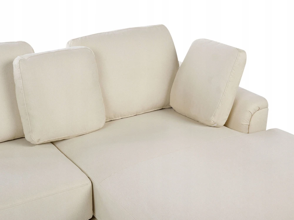 Beliani Kampinė sofa KOHLO 4 asmenims, šviesiai smėlio spalvos, su otomana, kairinė