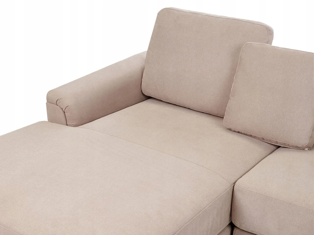 Beliani 4 vietų kampinė sofa KOHLO smėlio ir pilkos spalvos su pufas dešininė