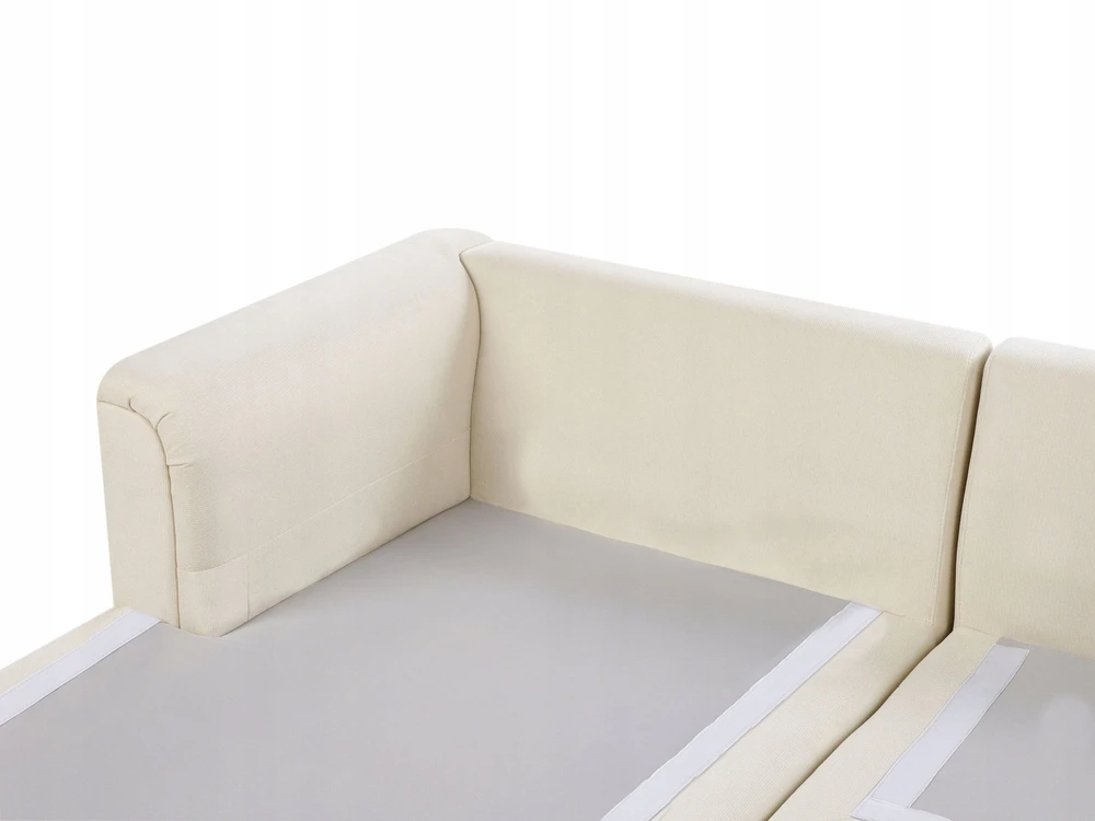Beliani 4 vietų kampinė sofa KOHLO šviesiai smėlio spalvos su pufu dešininė
