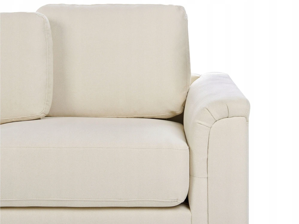 Beliani 4 vietų kampinė sofa KOHLO šviesiai smėlio spalvos su pufu dešininė