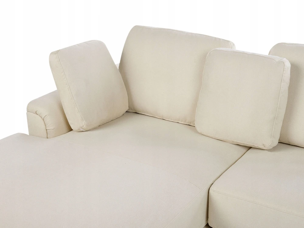 Beliani 4 vietų kampinė sofa KOHLO šviesiai smėlio spalvos su pufu dešininė