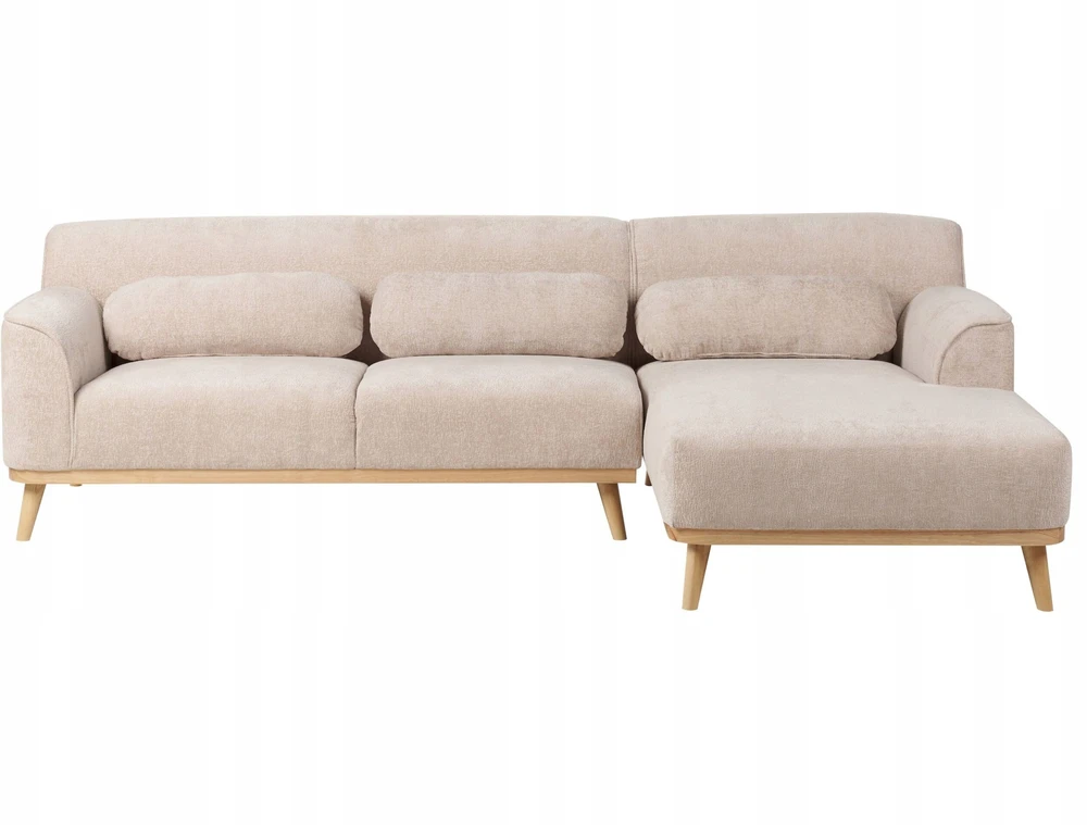 Beliani Trivietė kampinė sofa SIMOS, šenilinė, smėlio spalvos, kairinė