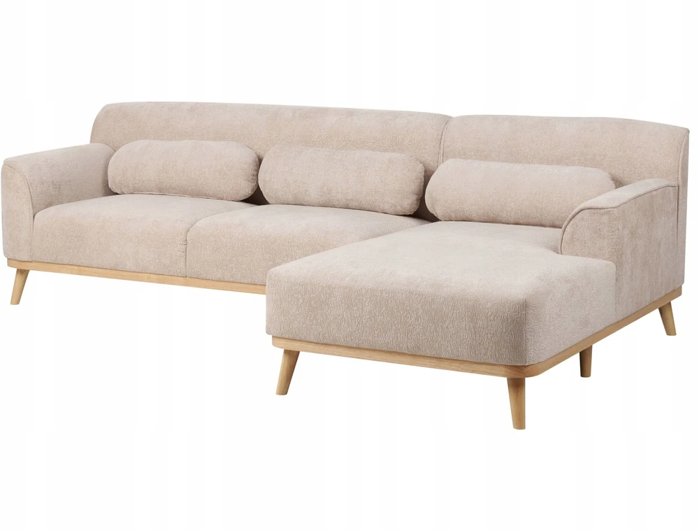 Beliani Trivietė kampinė sofa SIMOS, šenilinė, smėlio spalvos, kairinė