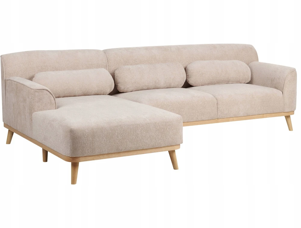 Beliani Trivietė kampinė sofa SIMOS šenilas smėlio spalvos dešininė