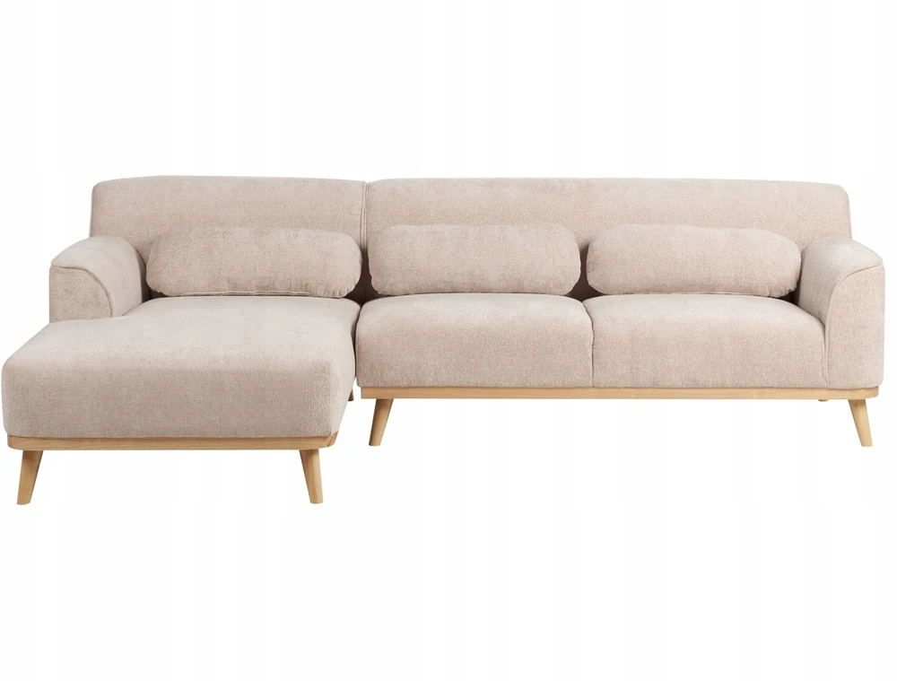 Beliani Trivietė kampinė sofa SIMOS šenilas smėlio spalvos dešininė