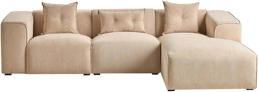 Beliani 3-vietė kampinė sofa DOLVA, velvetas, smėlio spalvos, kairinė