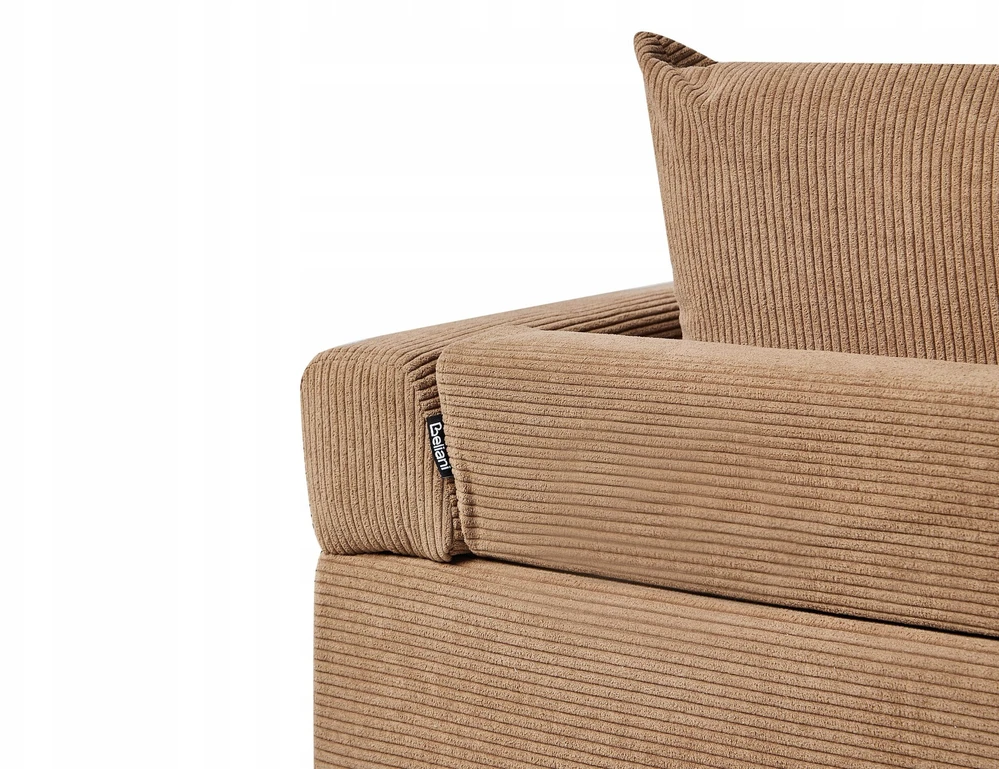 Beliani 4 vietų kampinė sofa LUNNER, velvetas, ruda, kairinė