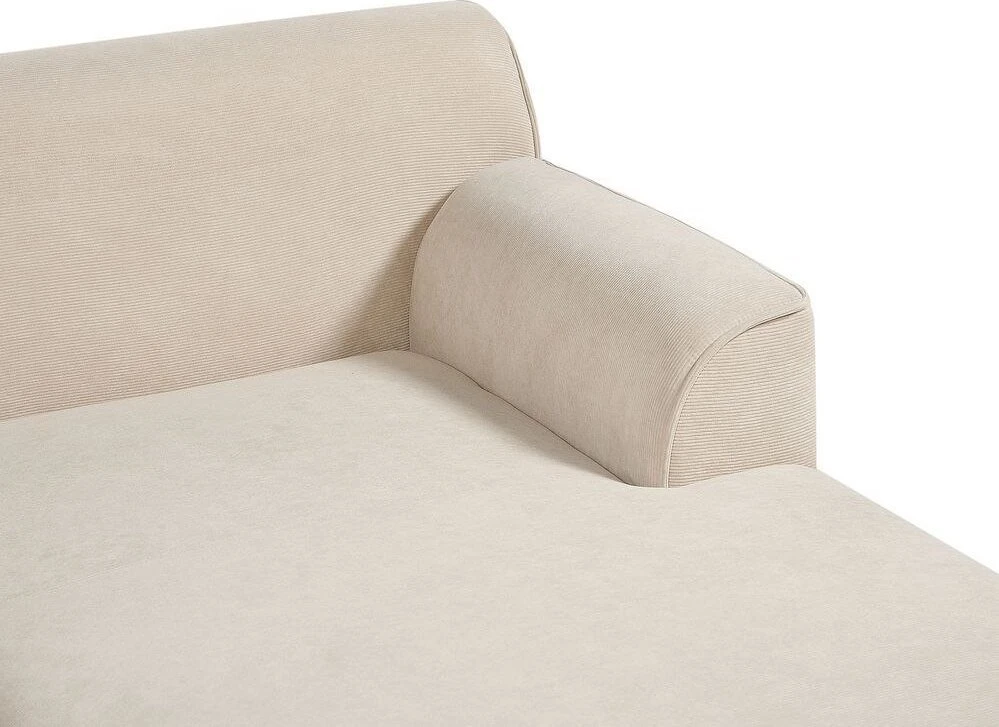 Beliani Trijų vietų kampinė sofa SIMOS, velvetinė, šviesiai smėlio spalvos, kairinė
