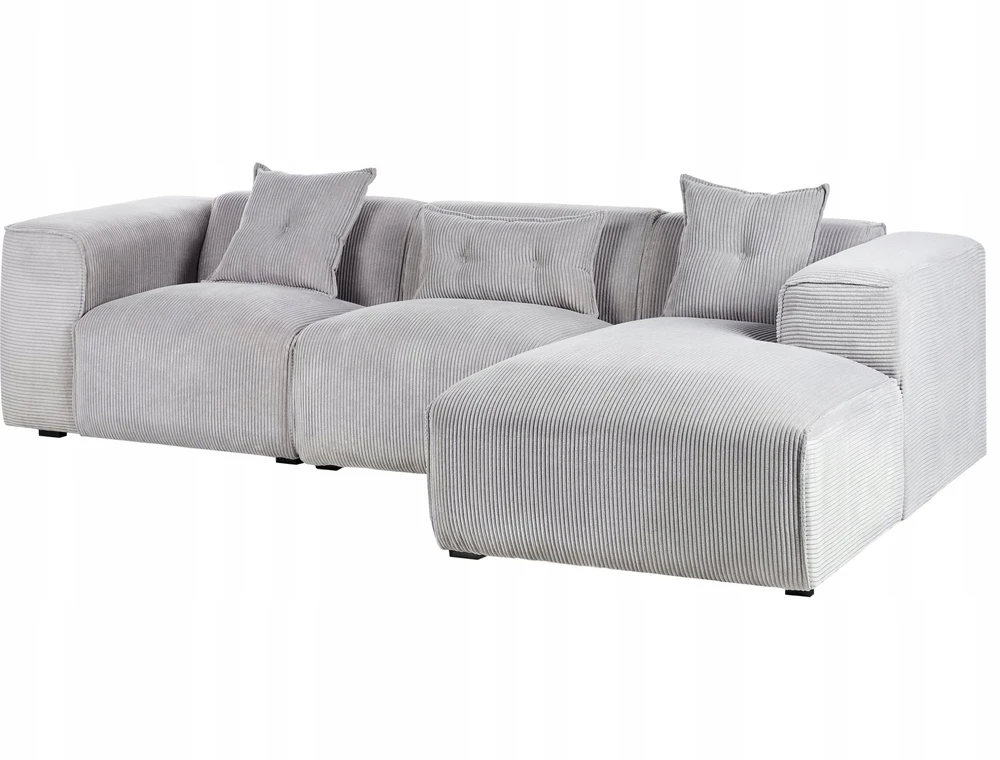 Beliani Trivietė sofa kampinė DOLVA, velvetinis audinys, šviesiai pilka, kairinė