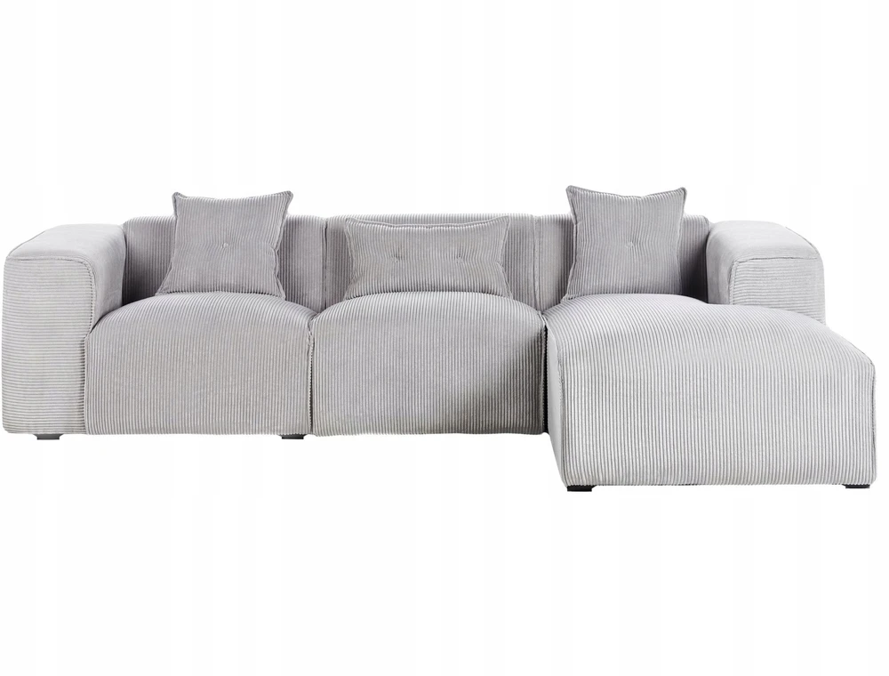 Beliani Trivietė sofa kampinė DOLVA, velvetinis audinys, šviesiai pilka, kairinė