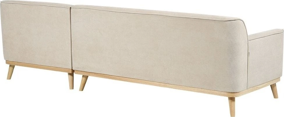 Beliani Trijų vietų kampinė sofa SIMOS, velvetinė, šviesiai smėlio spalvos, kairinė