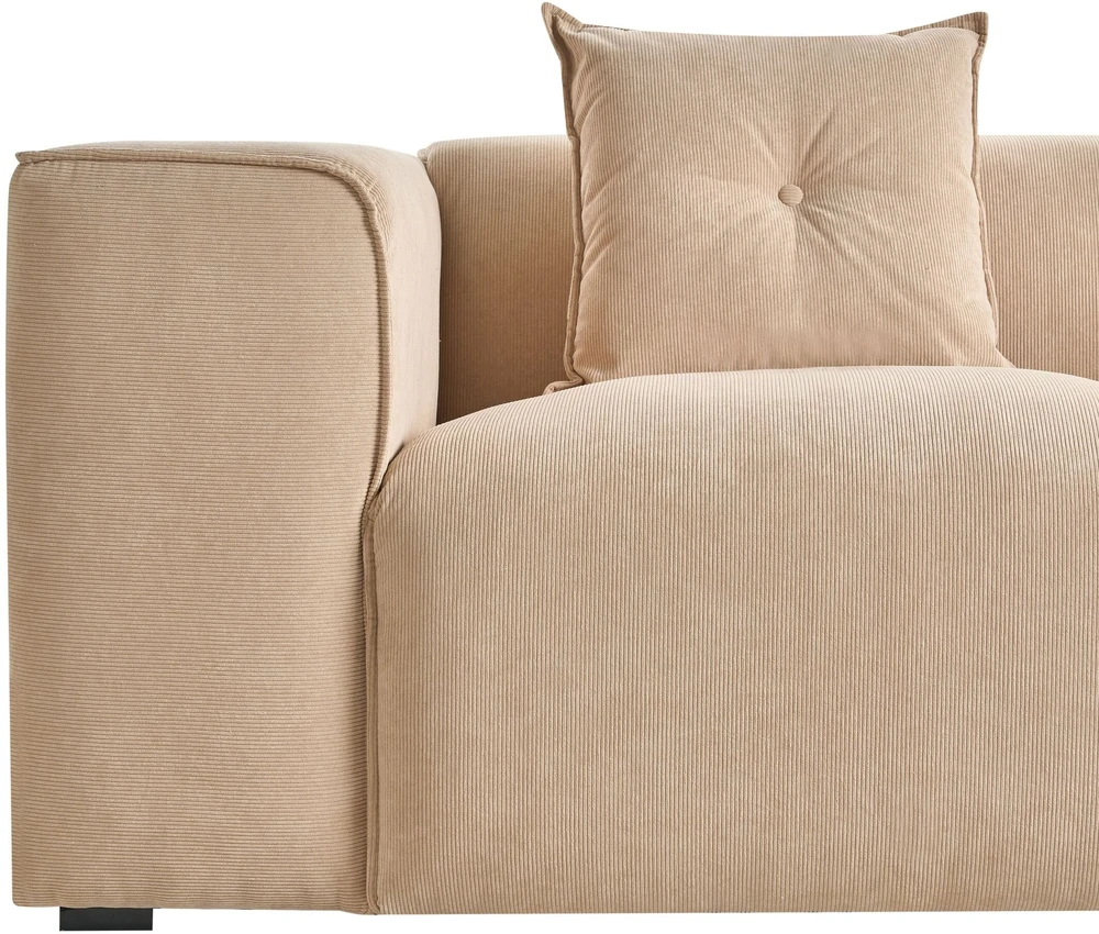Beliani 3-vietė kampinė sofa DOLVA, velvetas, smėlio spalvos, kairinė