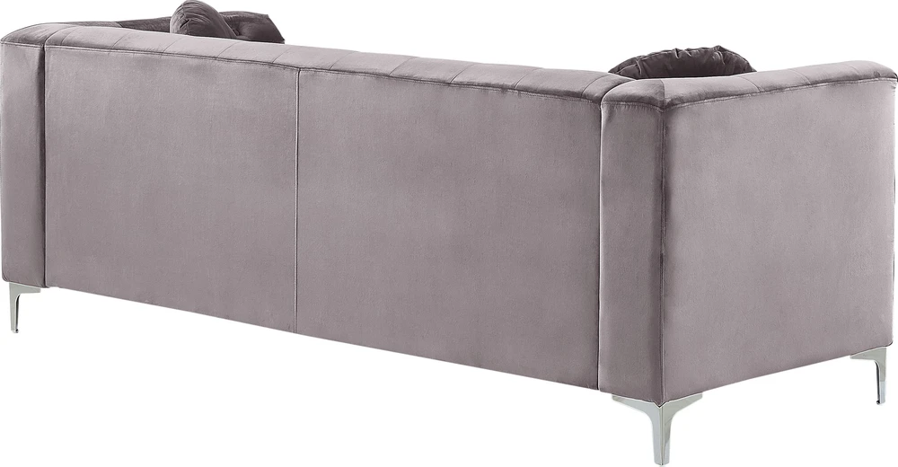 Beliani Trivietė kampinė sofa FLEN, veliūrinė, pilka, L-formos