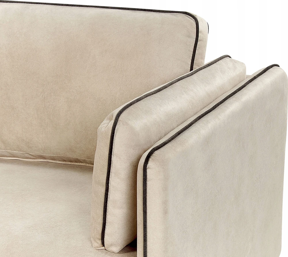 Beliani 3 vietų kampinė sofa ALTAN, veliūras, smėlio spalvos, kairinė