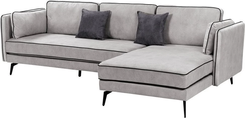 Beliani 3 asmenų kampinė sofa ALTAN, veliūrinė, šviesiai pilka, kairinė