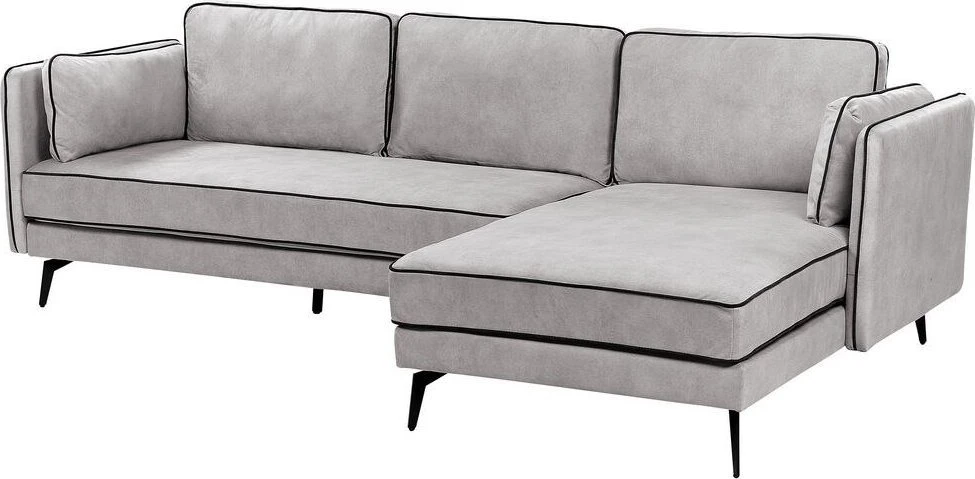 Beliani 3 asmenų kampinė sofa ALTAN, veliūrinė, šviesiai pilka, kairinė