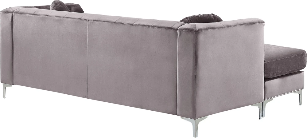 Beliani Trivietė kampinė sofa FLEN veliūrinė pilka