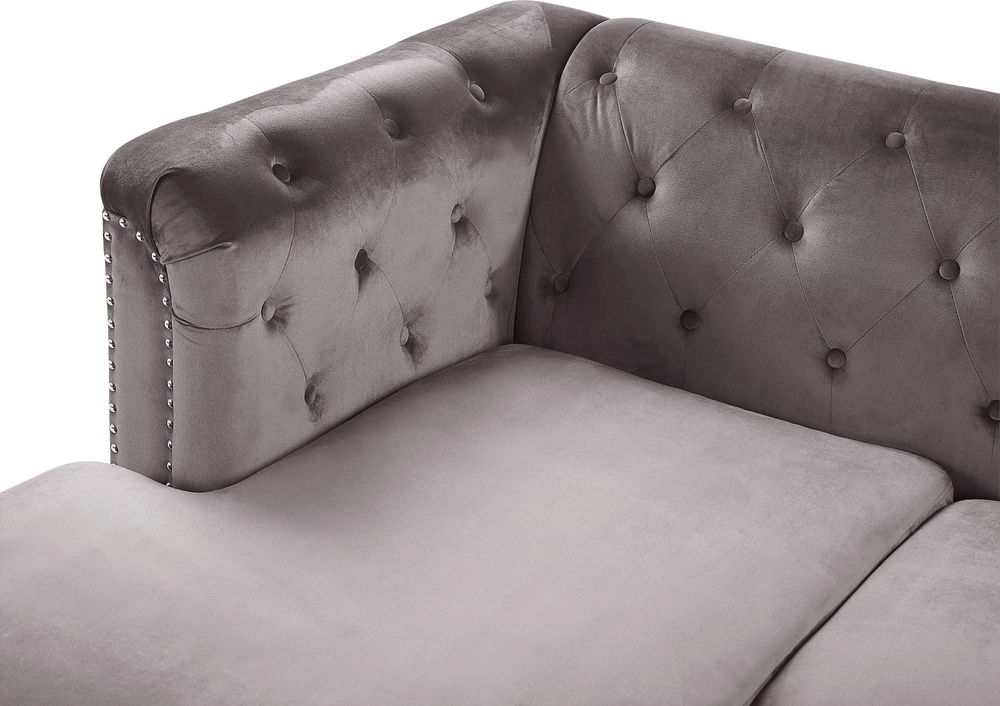 Beliani Trivietė kampinė sofa FLEN veliūrinė pilka