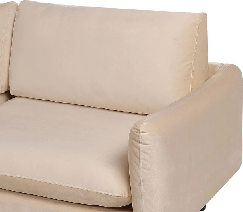 Beliani 4 vietų kampinė sofa VINTERBRO, veliūras, smėlinė, dešininė